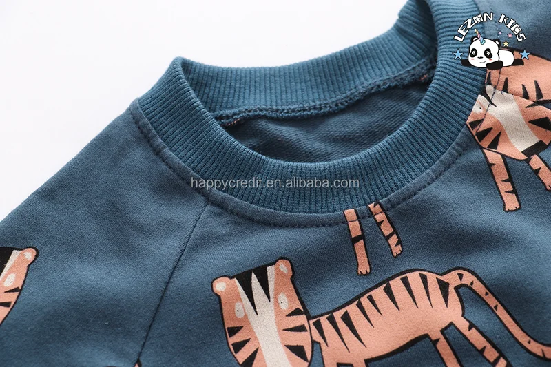 LEZONKIDS - Autumn Long Sleeve Cartoon Cotton Crew Neck Hoodie Custom Kids Boys Clothing Sets